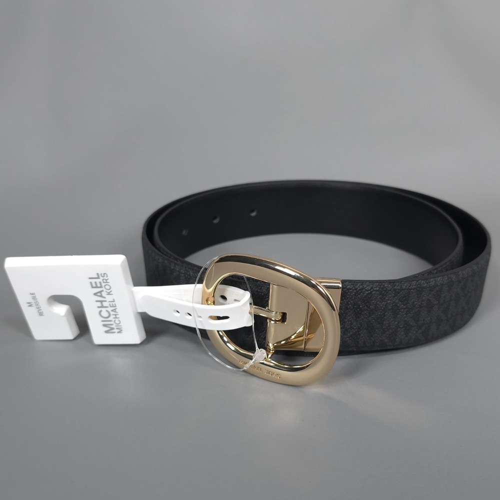 MICHAEL KORS Women's New Belt Twist Reversible Leather Logo MEDIUM Casual